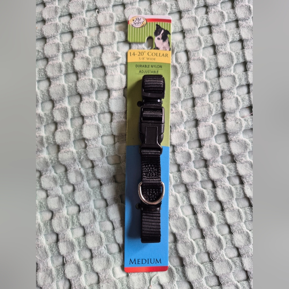 Adjustable Black Nylon Pet Collar